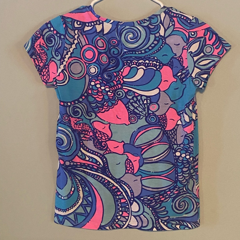 Lilly Pulitzer Vibrant Blue and Pink Short Sleeve Tee - Picture 2 of 4